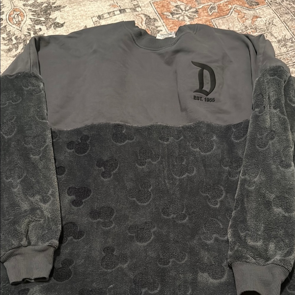 Disney Gray Crewneck Sweater with Embroidered Logo